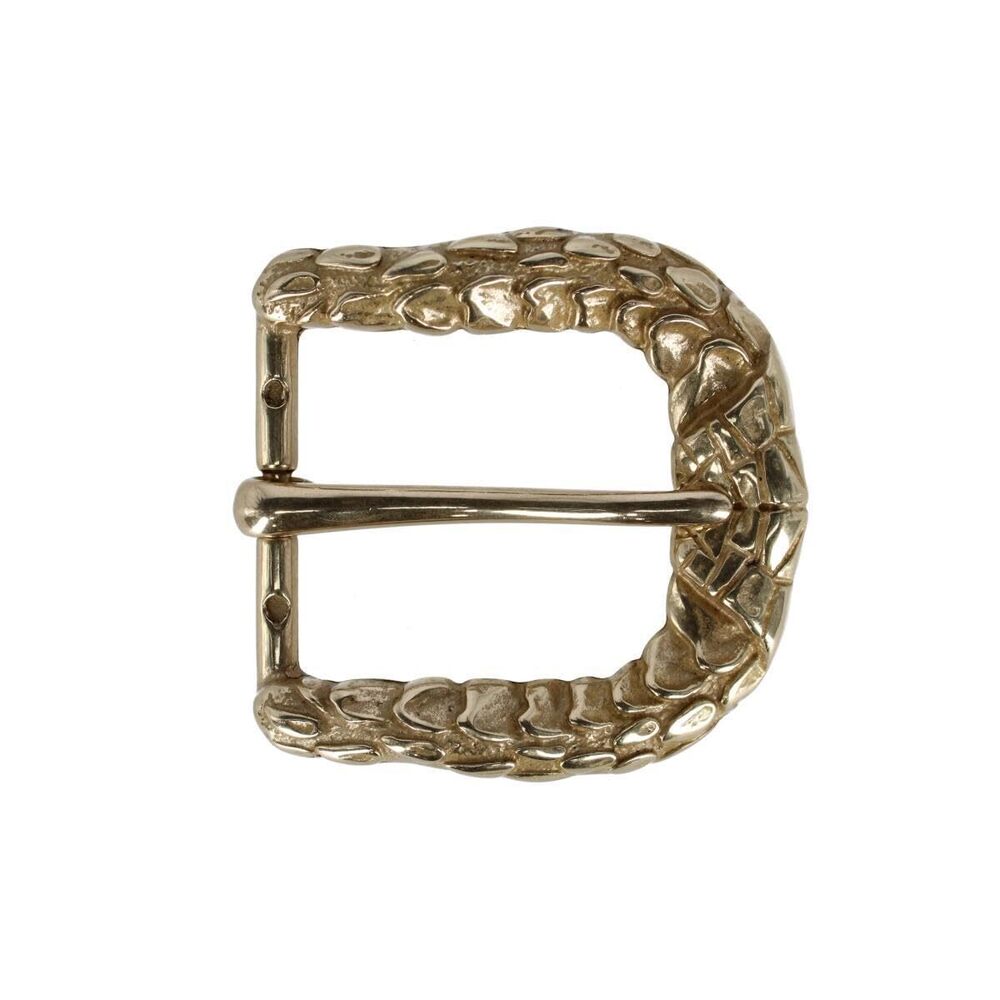 6020 35mm Opulent Scaled Italian Solid Brass Harness Belt Buckle, Polished